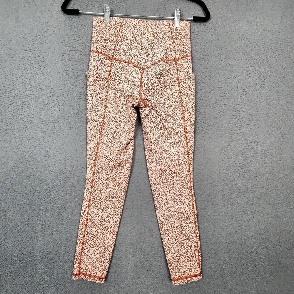 Athleta Salutation Stash Pocket Womens XS Orange Leopard Yoga Workout